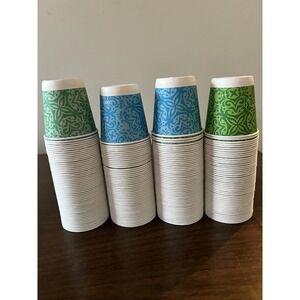 Dixie Disposable Paper Bath Cups 3 Oz About 180 Count Blue Green Retro Print